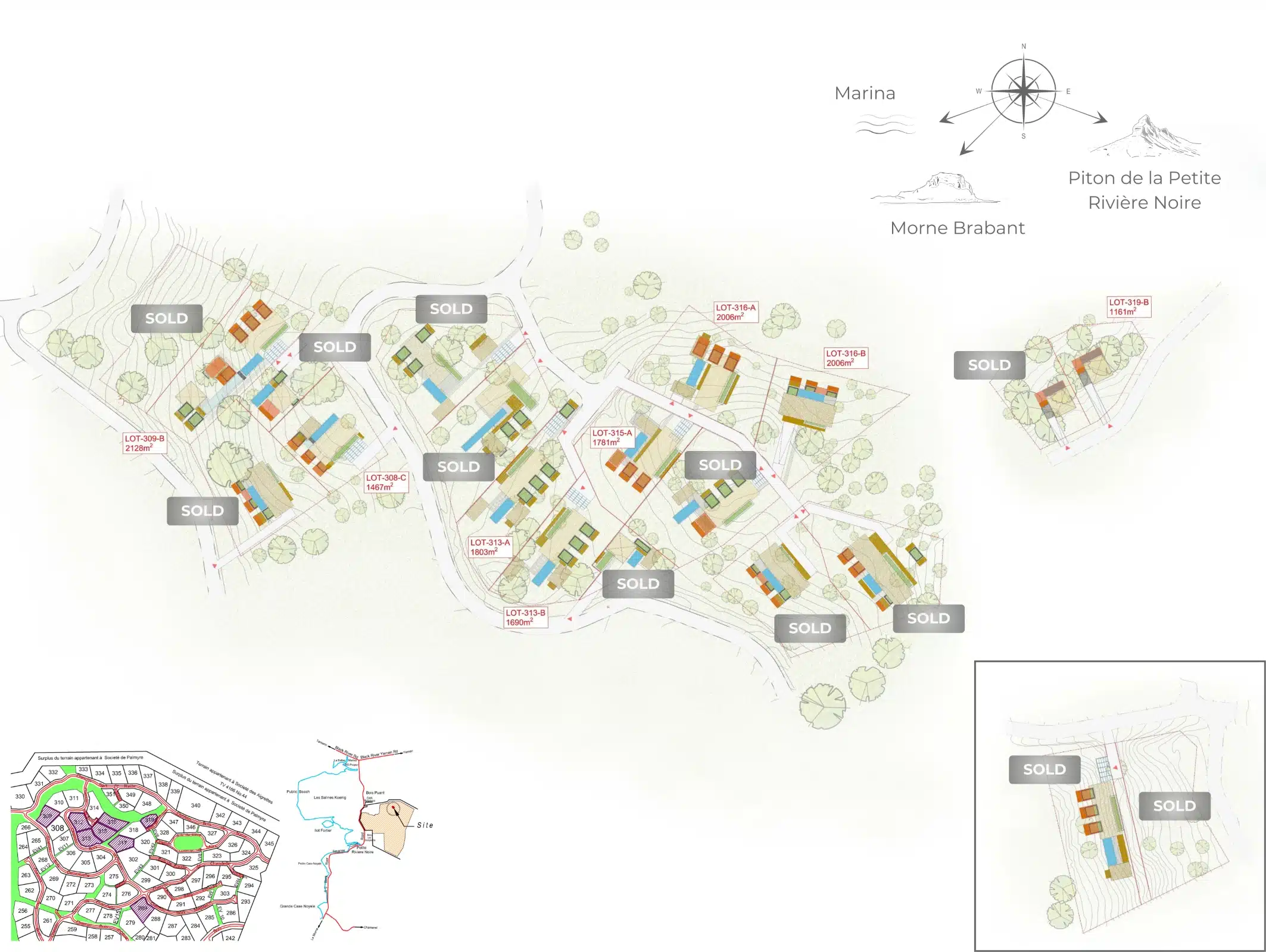 Plan de masse - Implantation des villas écologiques Jiva Santosha